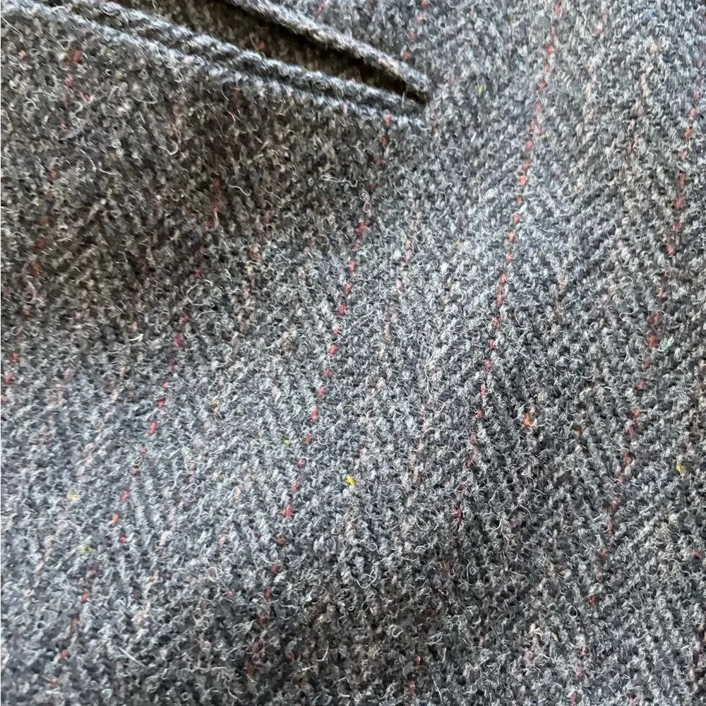 Elegant charcoal and brown with burgundy pinstripe Men's Blazer - Picture 5 of 15